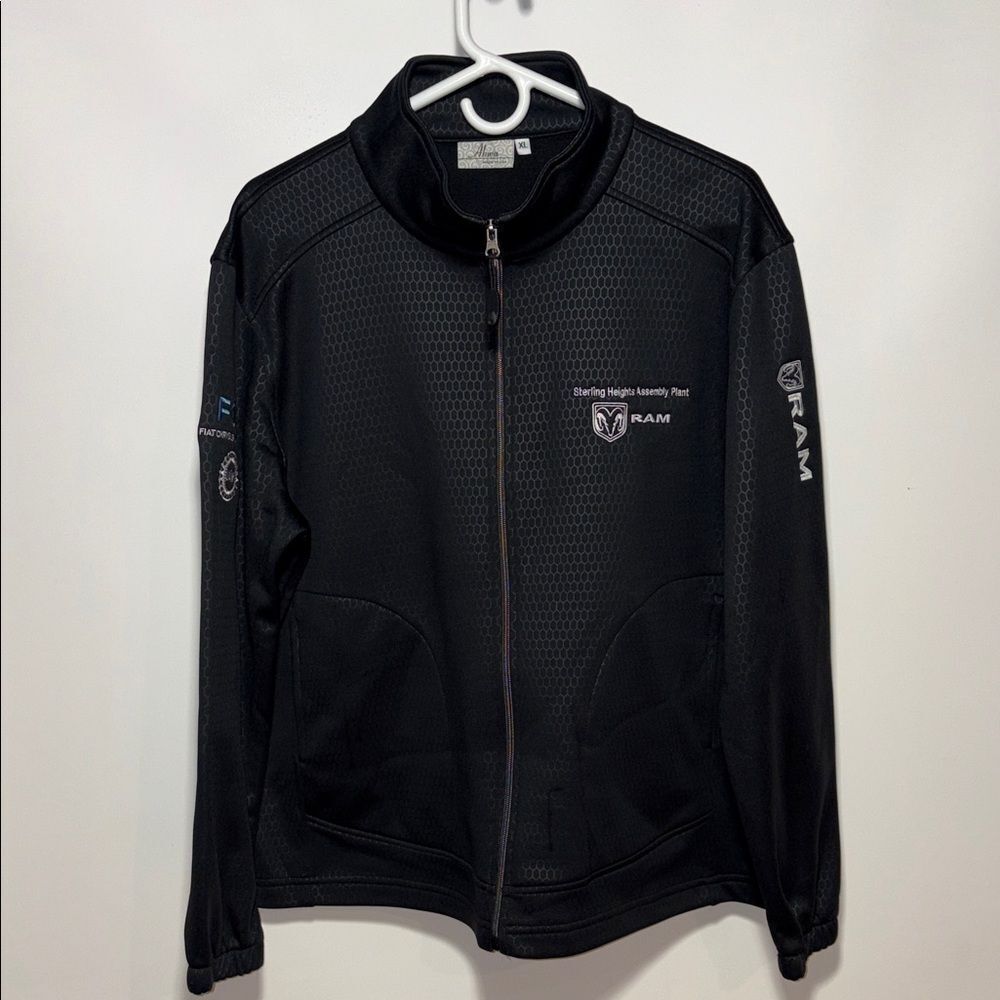 Black Performance Jacket with Embroidered Logos